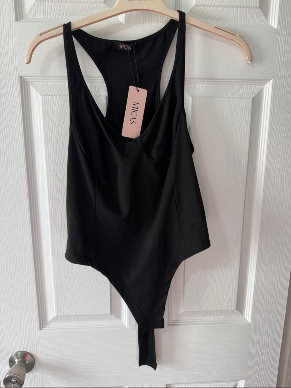 NWT micas Black Women’s Racerback Bodysuit